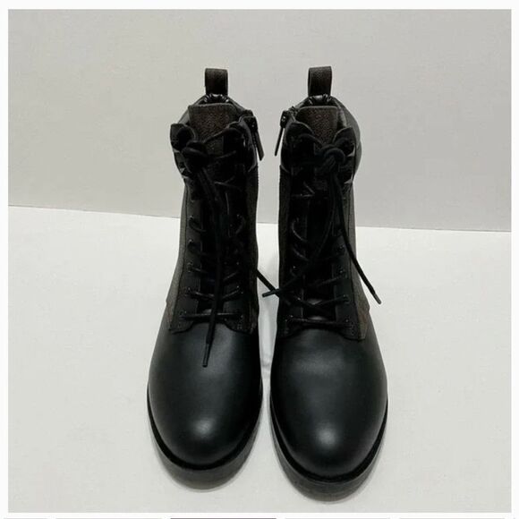 Michael Kors Riding Boots- halsey combat boots ankle lace up black leather - Picture 4 of 7